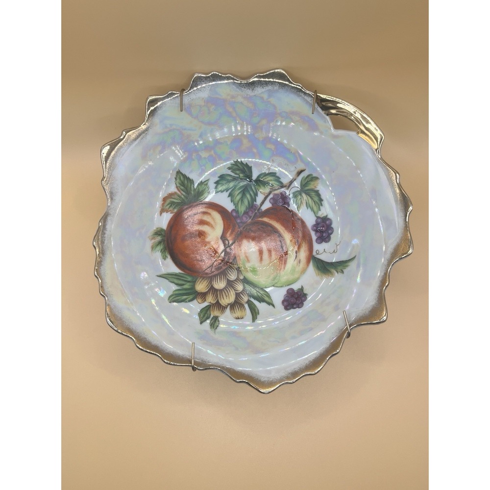 Vtg Lusterware Stone Fruit Bowl Iridescent Gold Gilding Nippon‎ Yoko Boeki Japan